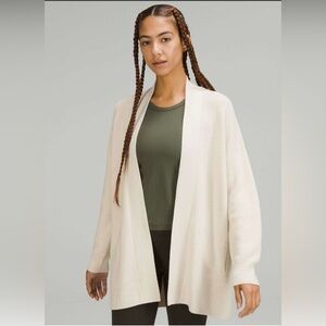 Lululemon Merino Wool Blend Ribbed Long Wrap Sweater White Opal Size 0‎